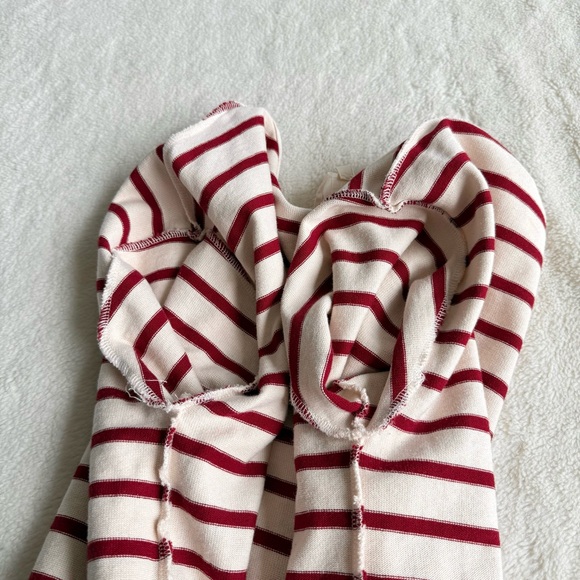 Sezane Gatsby Stripes Ivory Red Crewneck Long Sleeve Top L - Picture 9 of 10